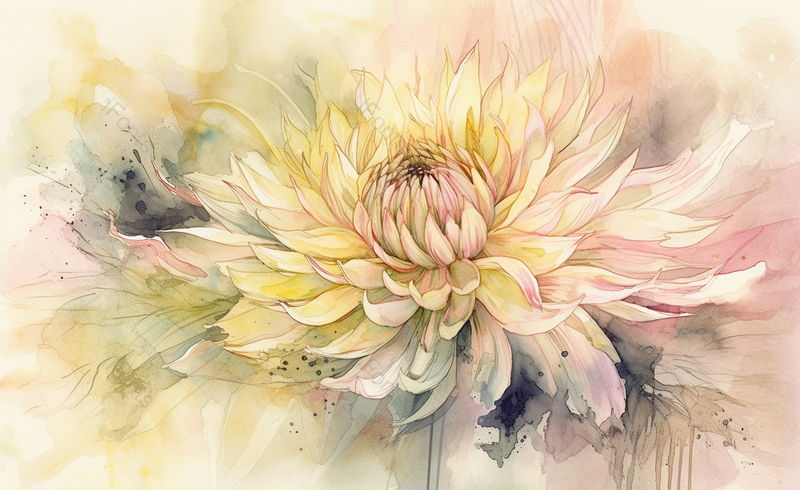 水彩唯美氛围花朵绽放背景图,插画/手绘图,插画/手绘图库,插画/手绘图下载,插画/手绘
